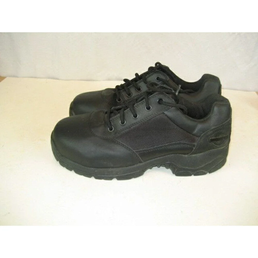 Mens Interceptor Industrial Tactical Black Leather Steel Toe Oxfords sz 9.5